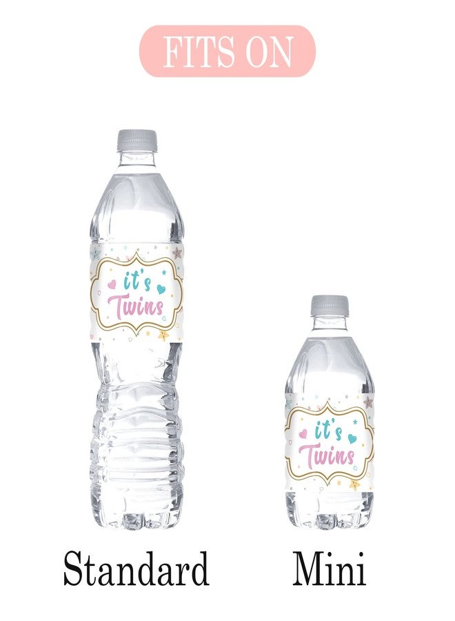 MonMon & Craft It's Twins Water Bottle Stickers/Oh Babies Bottle Wrappers/Baby Shower/Welcome Baby/Baby 1st Birthday Party Water Labels Supplies Waterproof (Set of 32) - Image 3